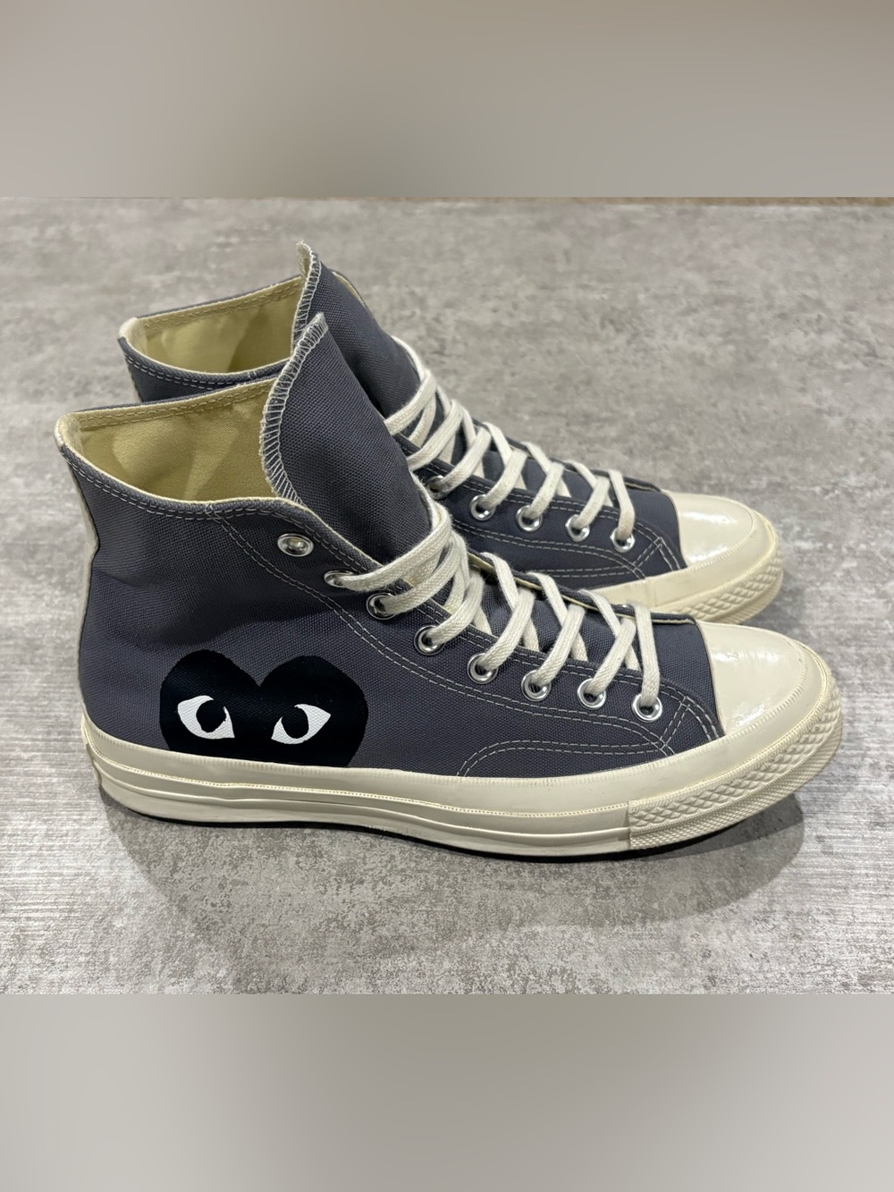 Comme des Garcons PLAY x High-Top Canvas Sneakers in Grey
